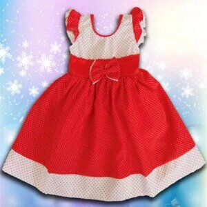 NWT GIRLS KIDS FASHION CUTE MINNIE PRINCESS RED WHITE DOTS CHILDREN DRESS SIZE 4